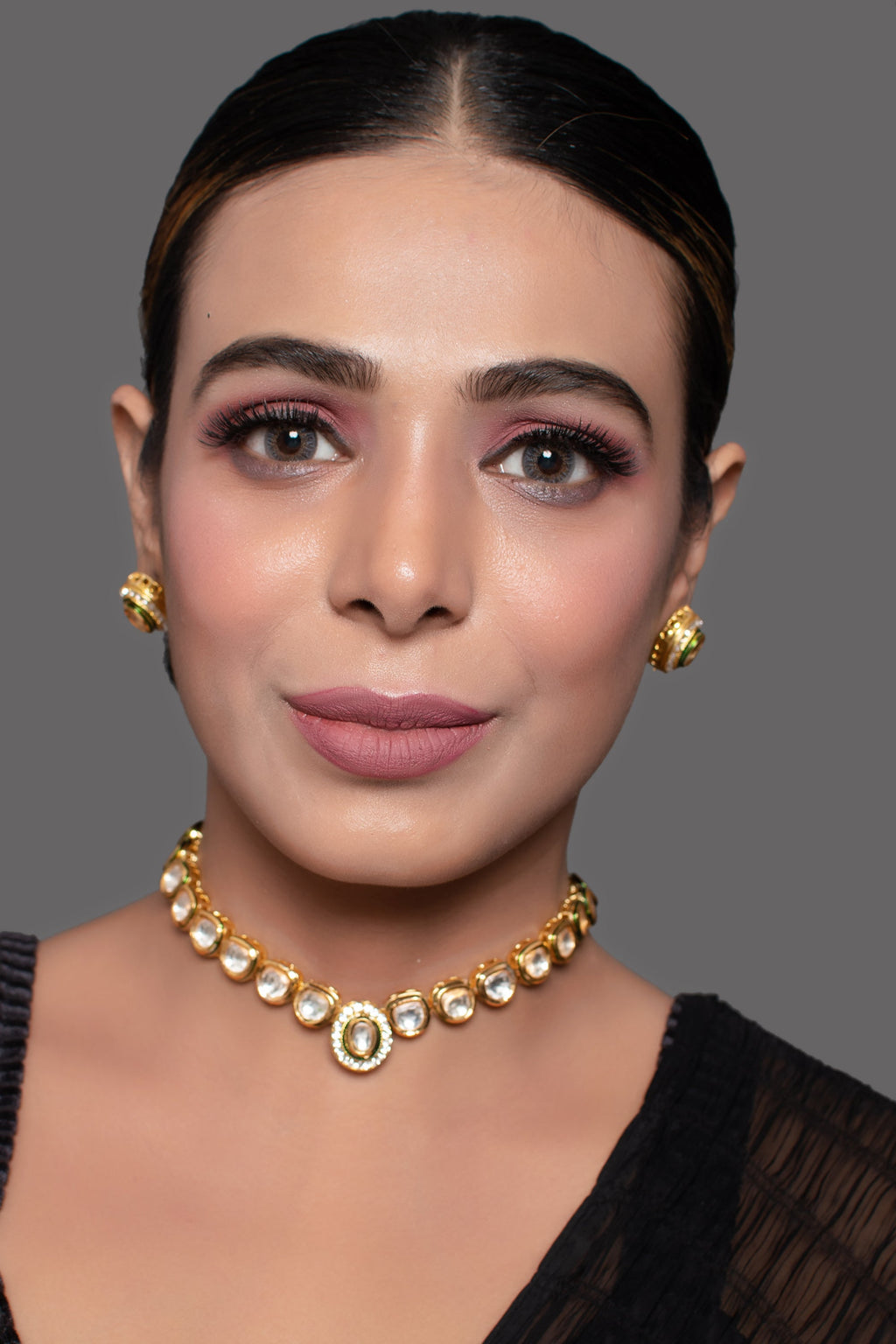 Handcrafted Kundan Necklace Stone with Earring