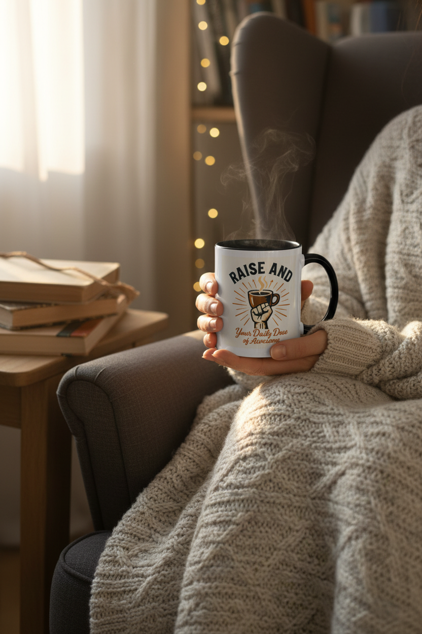 Sunshine Coffee Pour Mug - Retro Sunburst Accent Coffee Mug