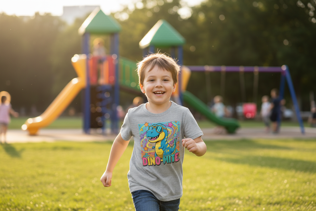 Dino-Mite Kids T-Shirt | Fun Dinosaur Youth Tee