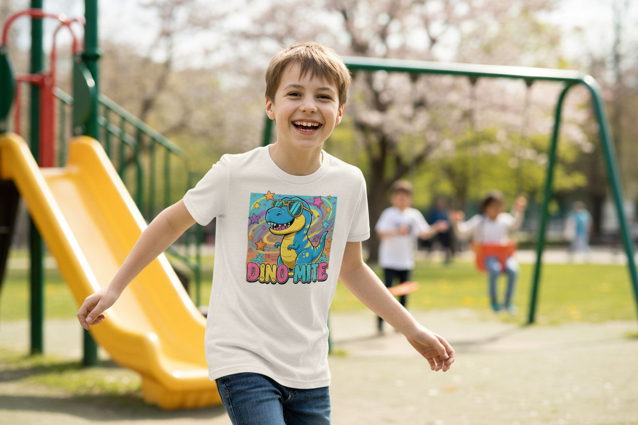 Dino-Mite Kids T-Shirt | Fun Dinosaur Youth Tee