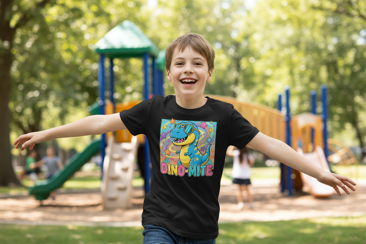 Dino-Mite Kids T-Shirt | Fun Dinosaur Youth Tee