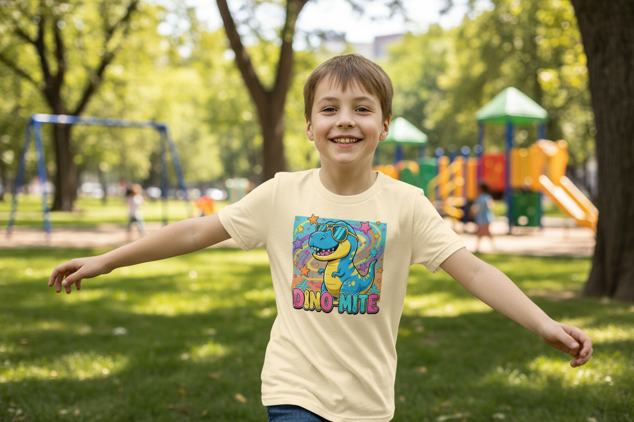 Dino-Mite Kids T-Shirt | Fun Dinosaur Youth Tee