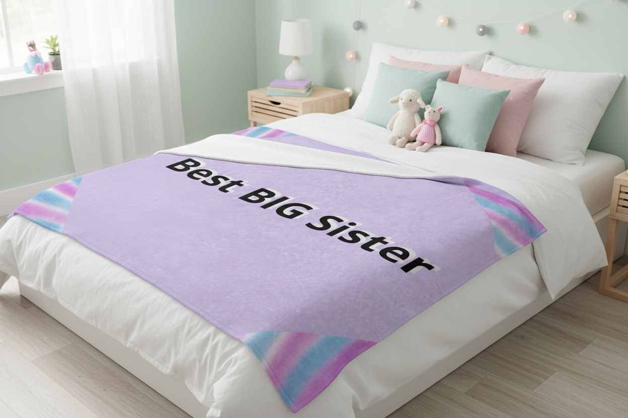Best Big Sister Sherpa Blanket - Soft Gift for New Baby Sibling