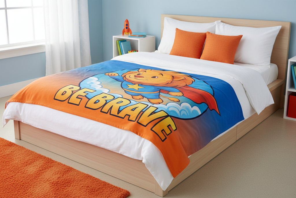 Be Brave Superhero Lion Throw Blanket | Kids Room Decor