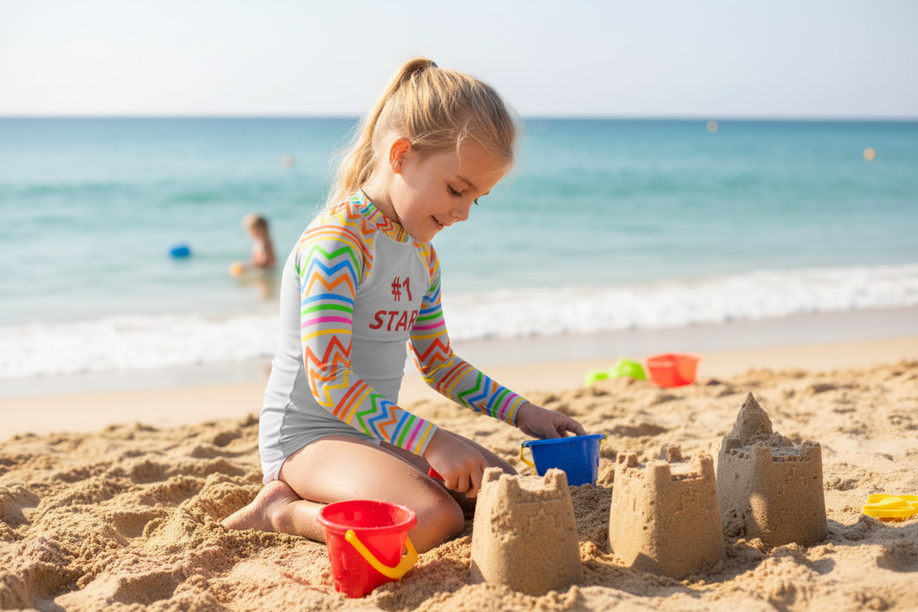 #1 Star Kids Rash Guard - UV Sun Protection Swimwear for Children