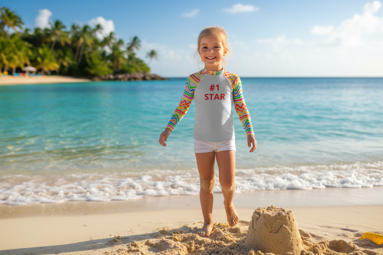 #1 Star Kids Rash Guard - UV Sun Protection Swimwear for Children