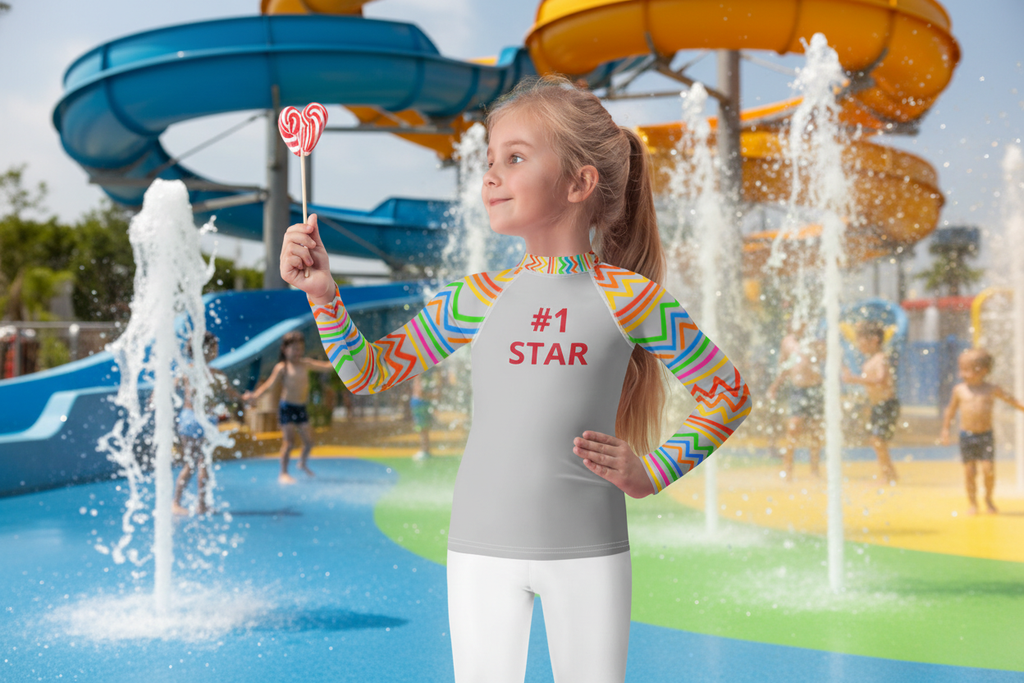 #1 Star Kids Rash Guard - UV Sun Protection Swimwear for Children