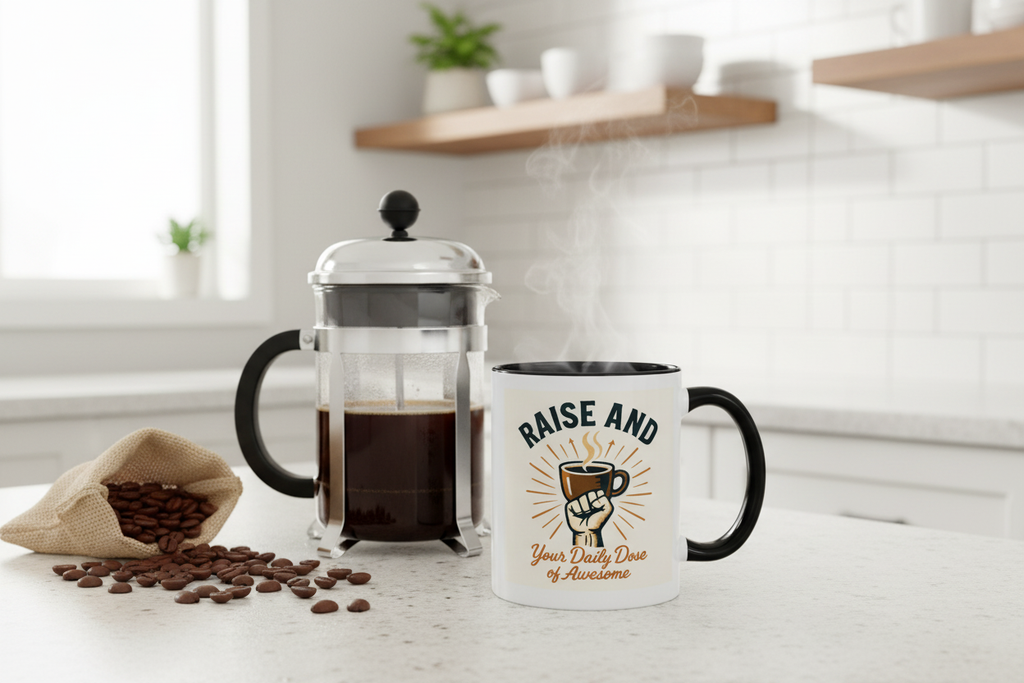 Sunshine Coffee Pour Mug - Retro Sunburst Accent Coffee Mug