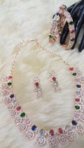 Latest Designer American Diamond Multicolor Jewelry Set