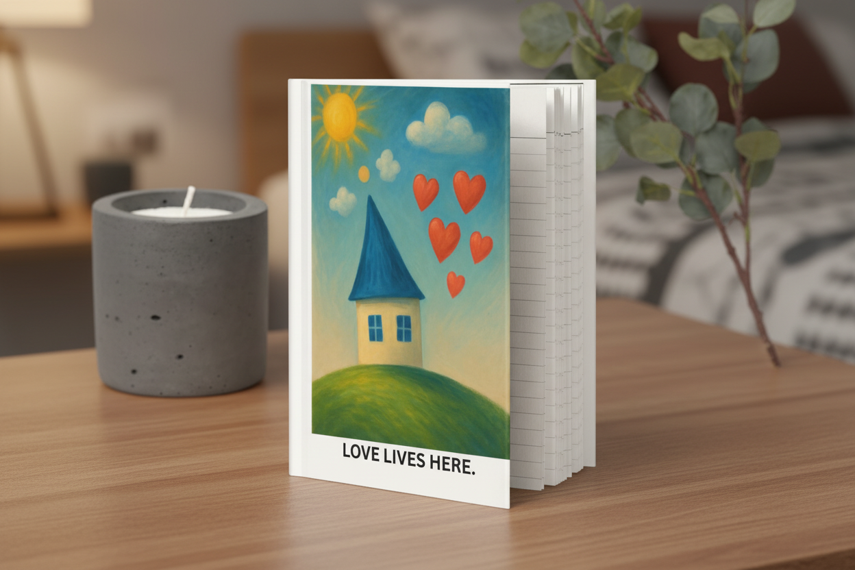 Love Lives Here Journal - Whimsical House Hardcover Notebook