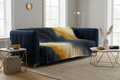 Navy Blue & Gold Abstract Throw Blanket | Luxury Home Decor