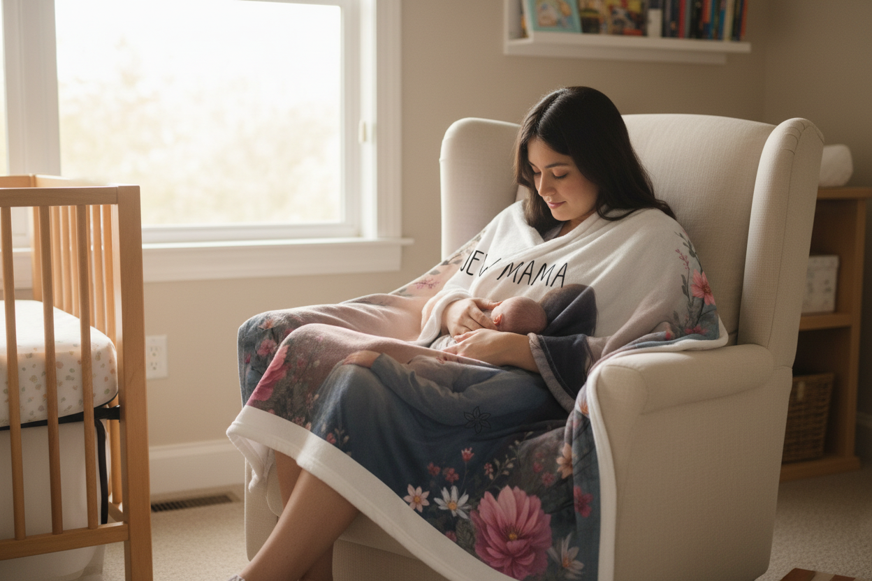 New Mama Throw Blanket - Floral Nursery Gift for New Mothers