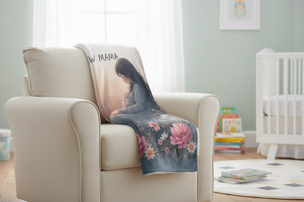 New Mama Throw Blanket - Floral Nursery Gift for New Mothers
