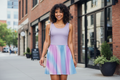 Pastel Gradient Skater Dress - Pink Blue Purple Ombre Dress