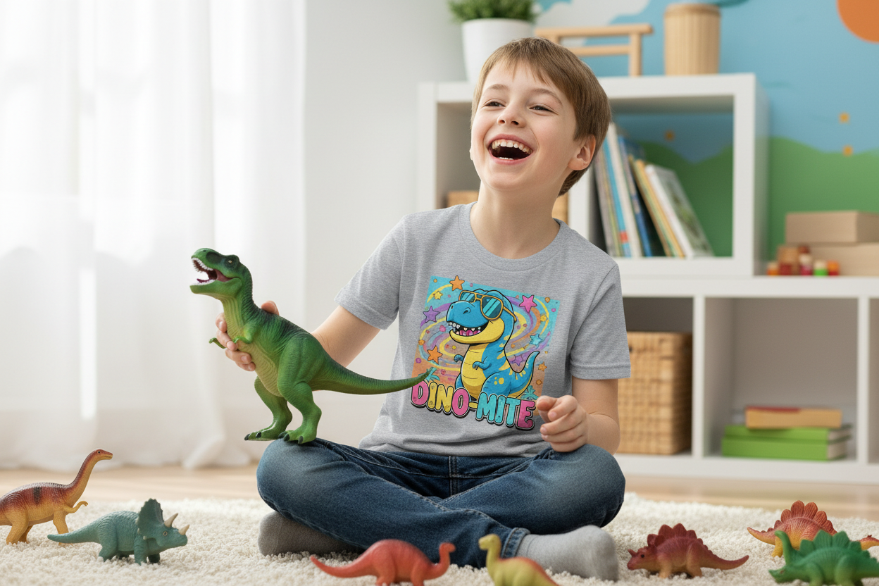 Dino-Mite Kids T-Shirt | Fun Dinosaur Youth Tee