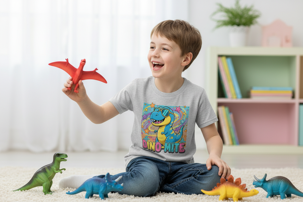 Dino-Mite Kids T-Shirt | Fun Dinosaur Youth Tee