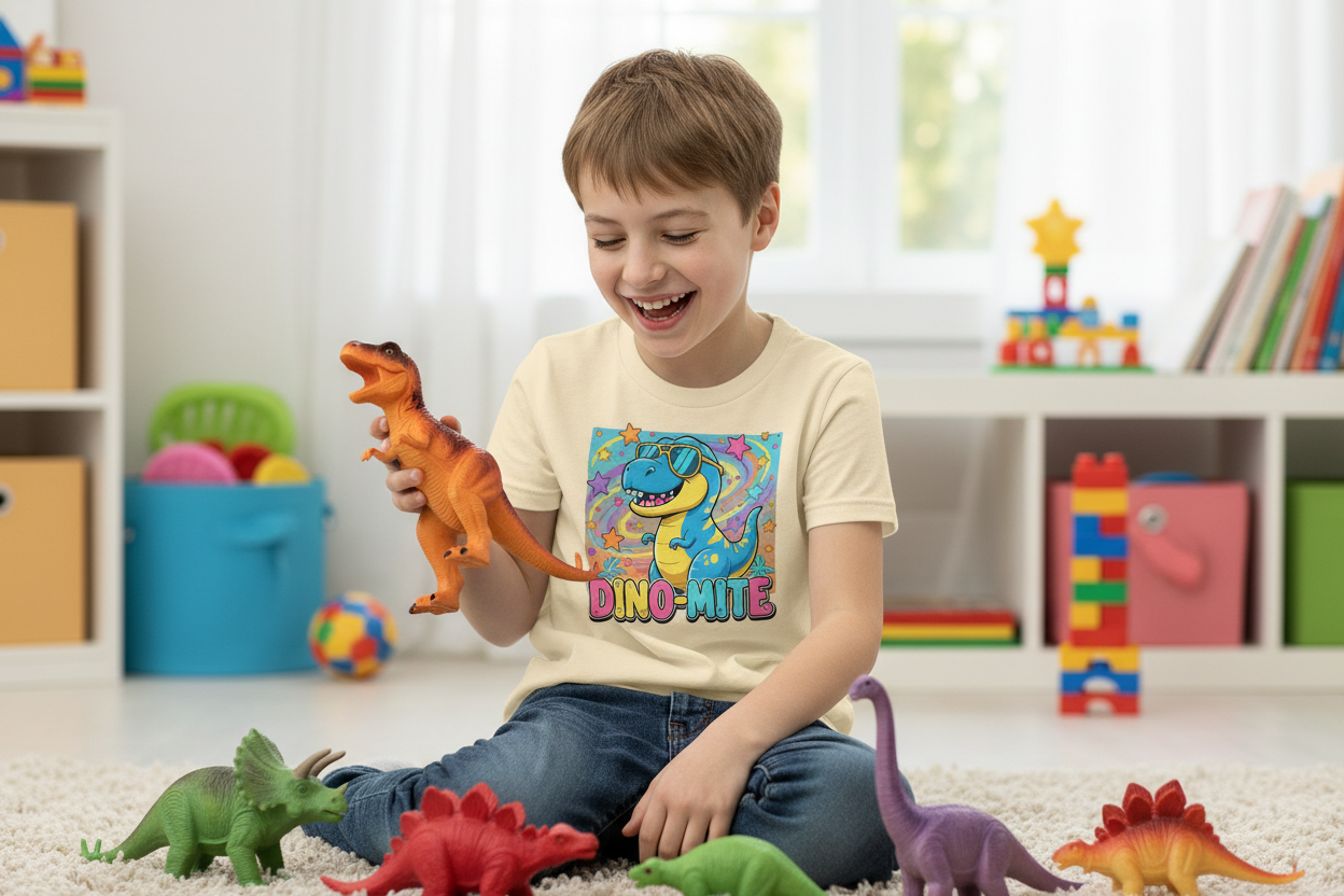 Dino-Mite Kids T-Shirt | Fun Dinosaur Youth Tee