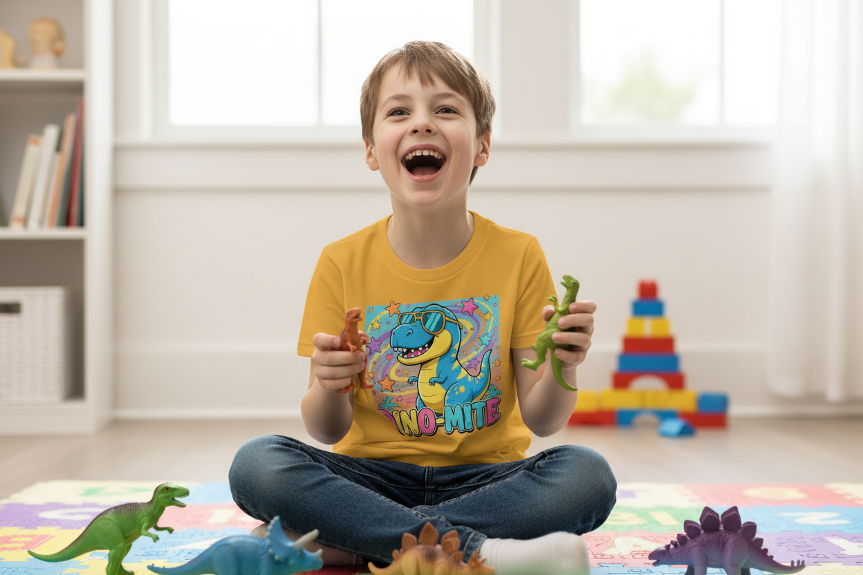 Dino-Mite Kids T-Shirt | Fun Dinosaur Youth Tee