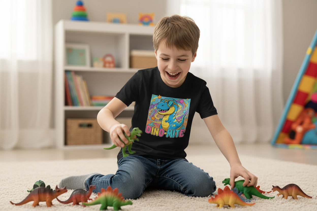 Dino-Mite Kids T-Shirt | Fun Dinosaur Youth Tee