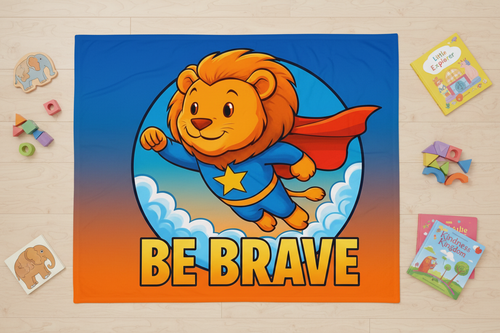 Be Brave Superhero Lion Throw Blanket | Kids Room Decor