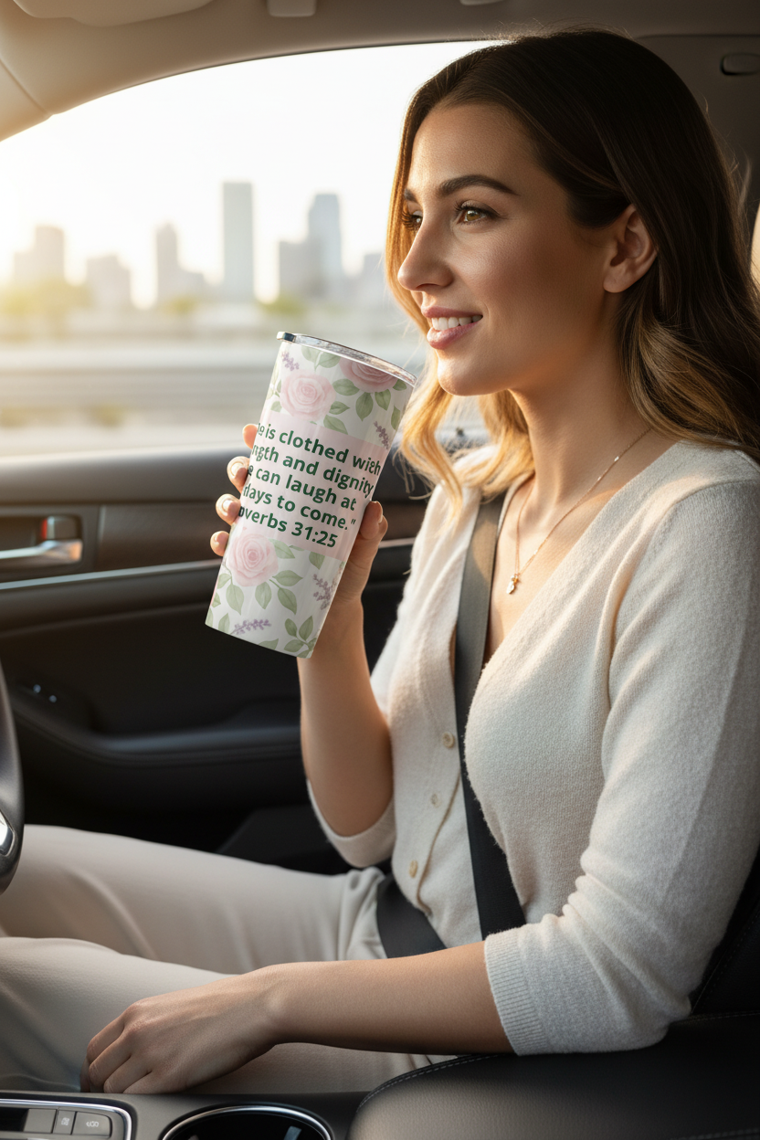 Inspirational Floral Tumbler | 20oz Stainless Steel | Double-Wall Insulated