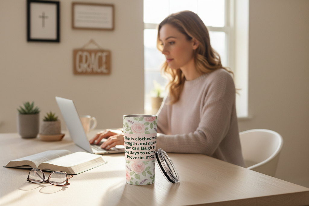 Inspirational Floral Tumbler | 20oz Stainless Steel | Double-Wall Insulated