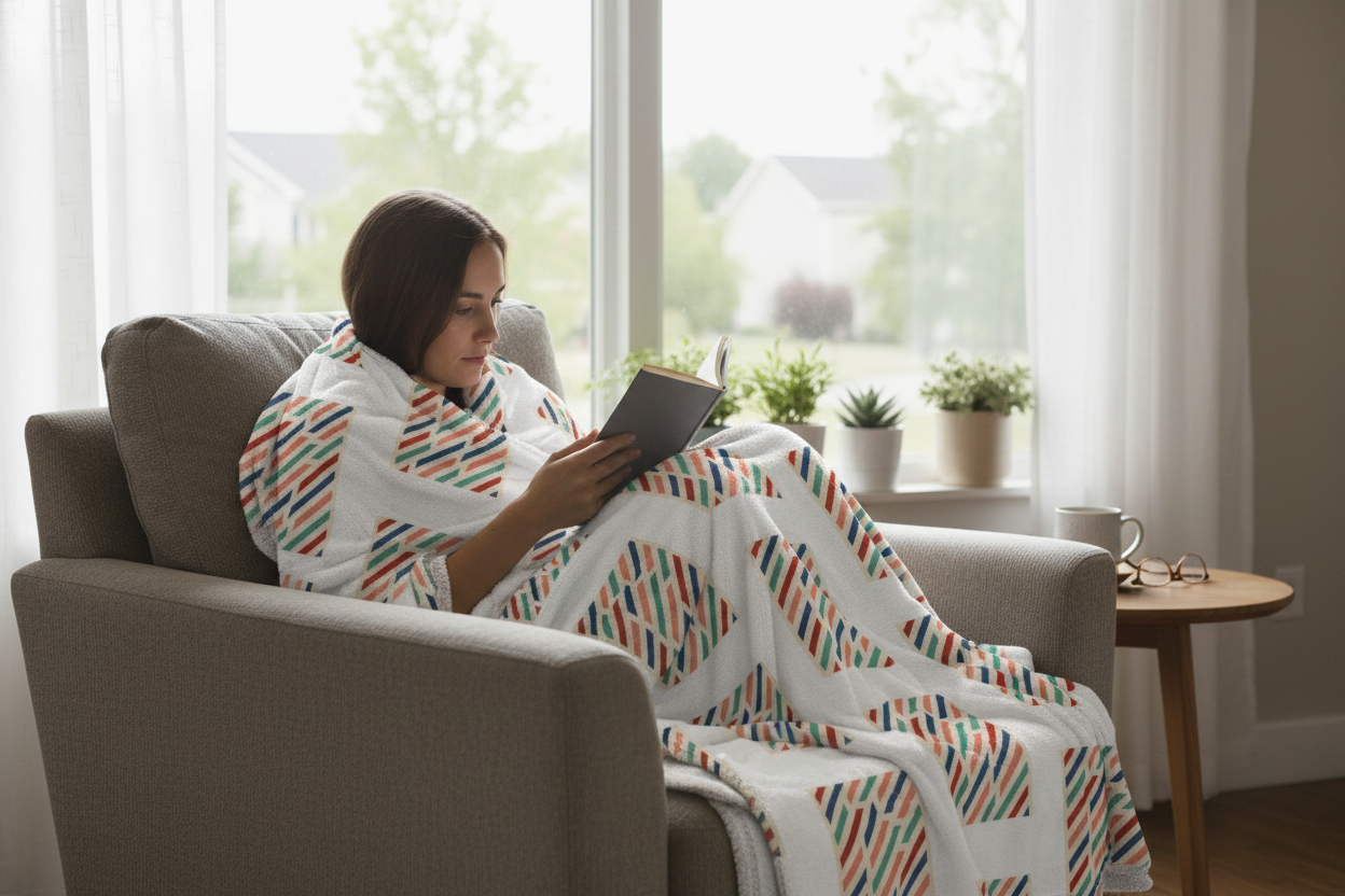 Colorful Striped Velveteen Blanket | Modern Geometric Home Decor