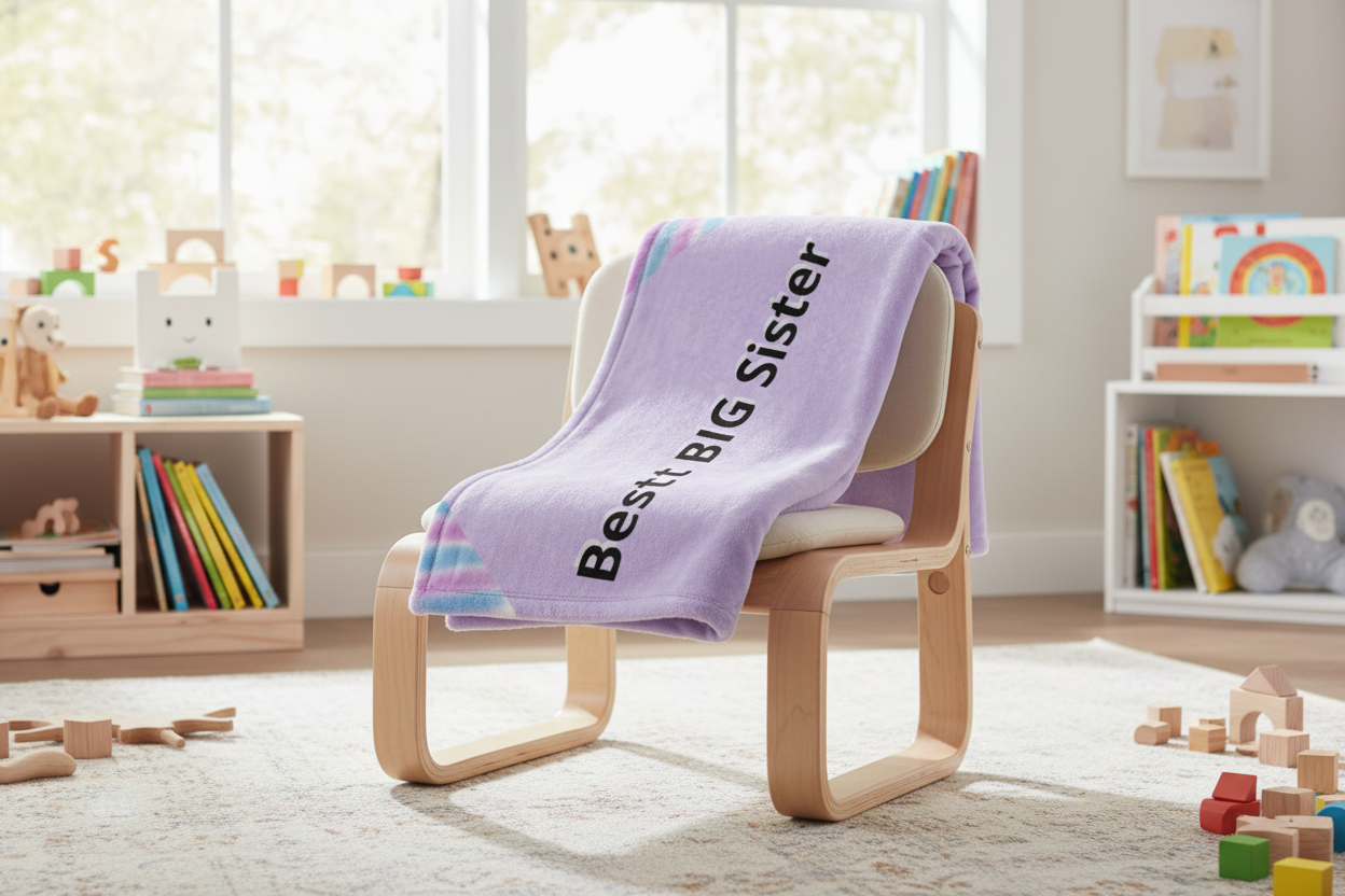Best Big Sister Sherpa Blanket - Soft Gift for New Baby Sibling
