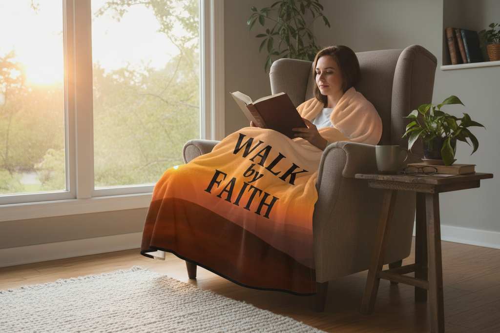 Walk by Faith Throw Blanket | Inspirational Christian Home Decor