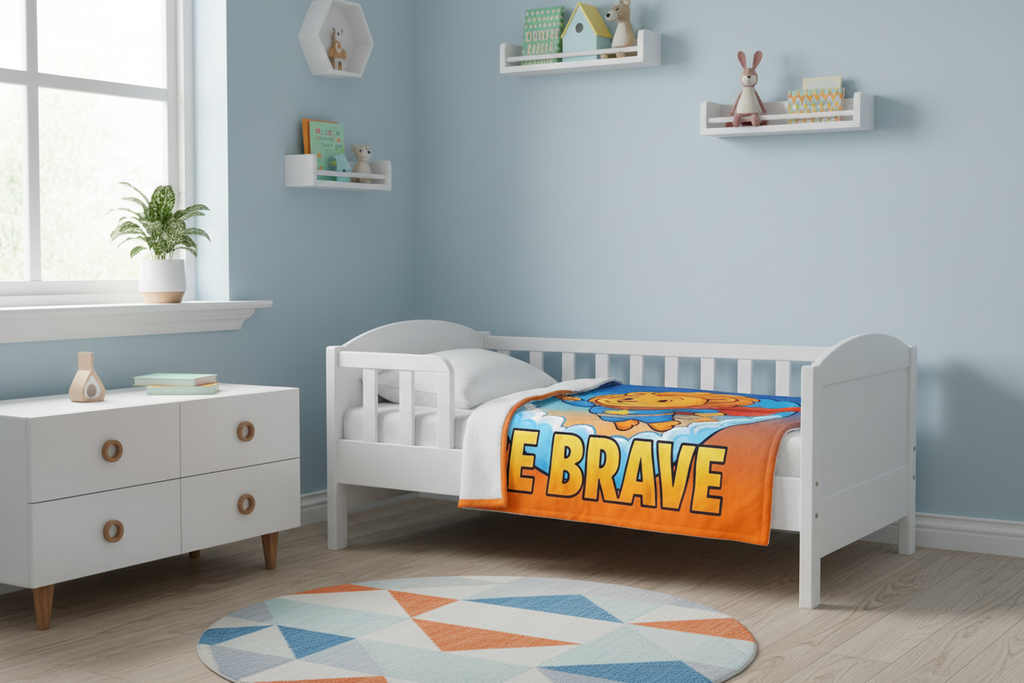Be Brave Superhero Lion Throw Blanket | Kids Room Decor