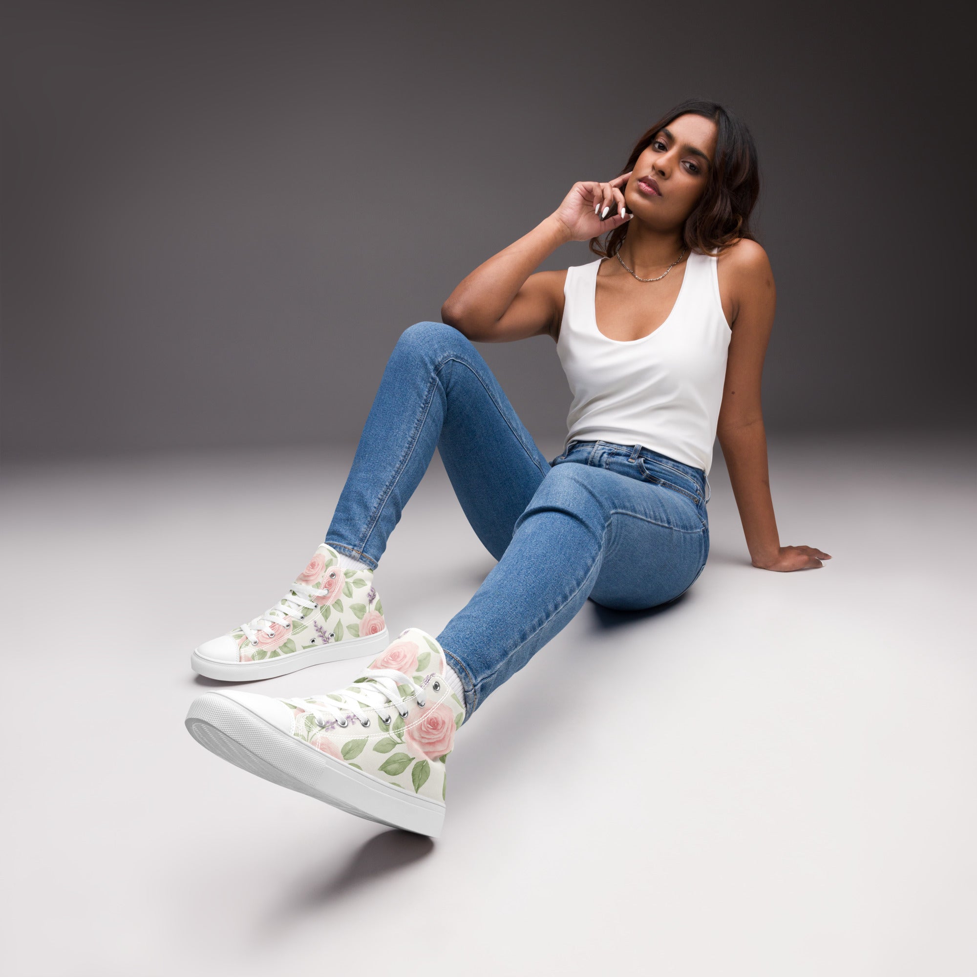 Floral High Top Sneakers for Women | Bloom Where You're Planted Canvas Shoes